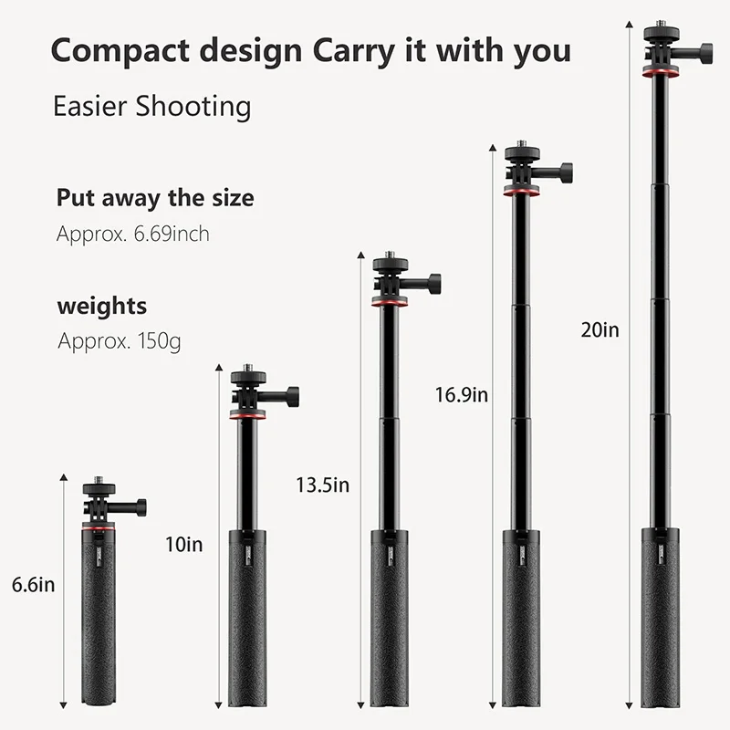 STARTRC Camera Extension Tripod for DJI Action 5 Pro/Insta360 X5 X4/ACE Pro/Gopro 13 Accessories Handheld Selfie Stick Scalable