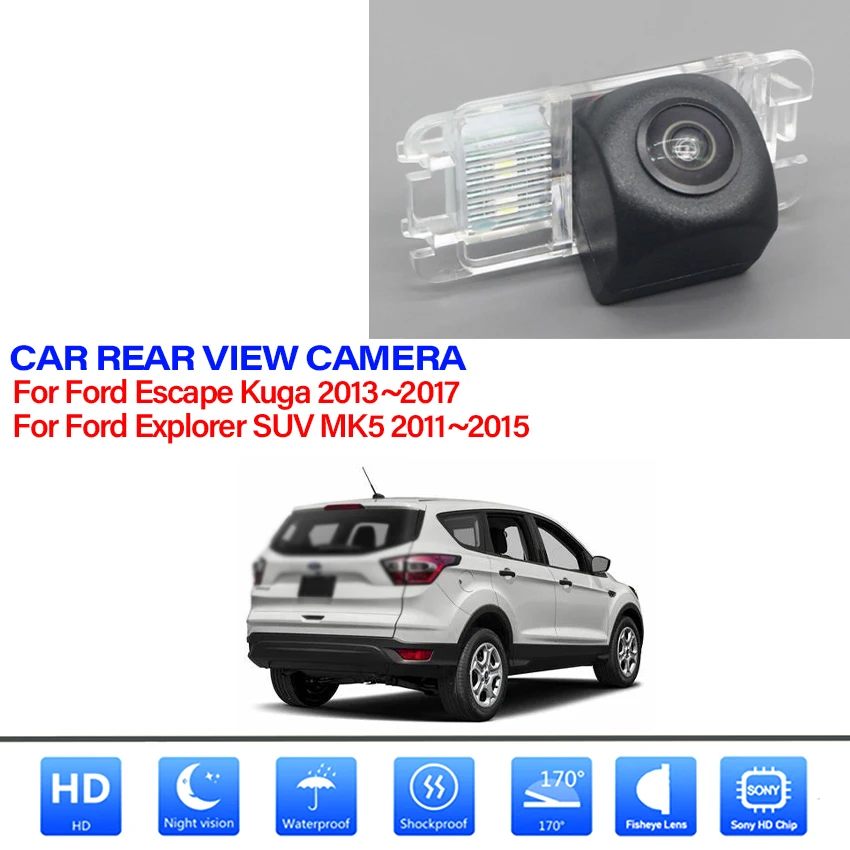 

Камера заднего вида HD 1080x720P для Ford Escape Kuga 2013 ~ 2017 Explorer SUV MK5 2011 ~ 2015