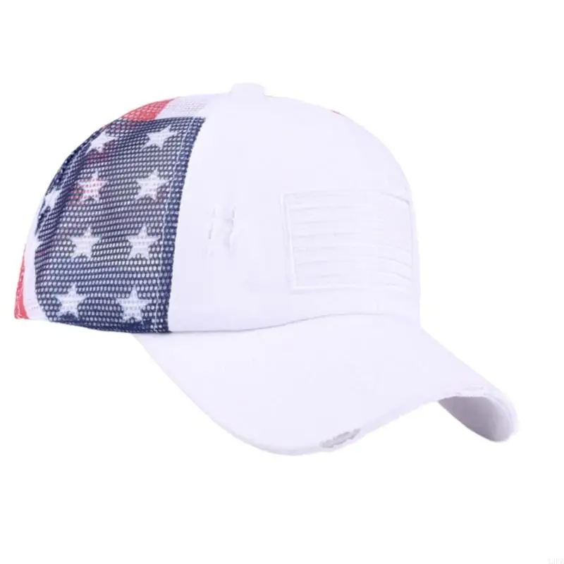 قبعات البيسبول الوطنية للنساء والرجال مع حجم قابل للتعديل، تصميم متعثر، قبعة شمس على شكل ذيل حصان لتجمع الحفلات