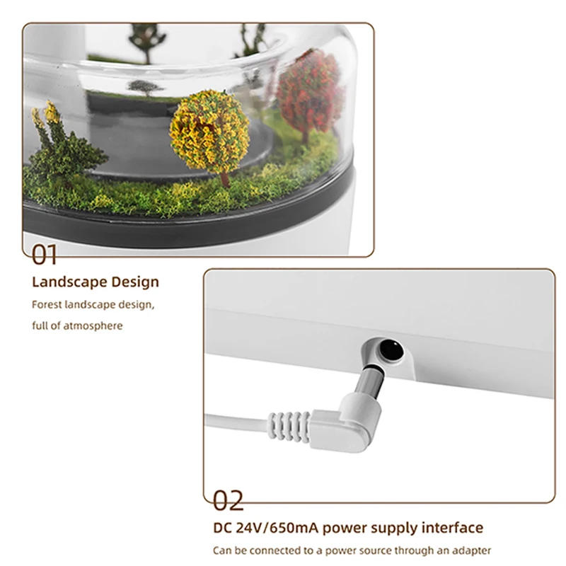 Simulated Raindrop Aromatherapy Diffuser Forest Green Drip Micro Landscape Essential Oil Humidifier Natural White Noise Music