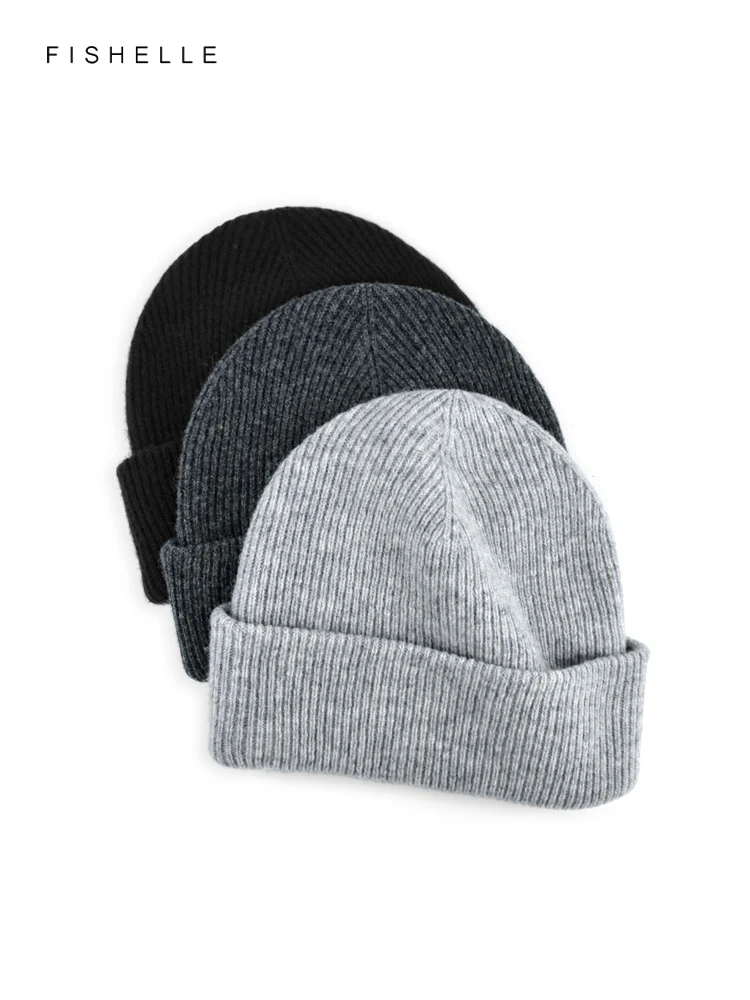 Simple Solid Color Double Layer Thickened Wool Hat Women\'s Winter Warm Knitted Hats Men\'s Beanie Caps For Men Luxury Gifts