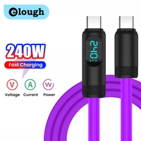 Elough 240W Digital Fast Charging Cable Dual Type-C Male To Male Silicone Data Cable for iPhone 15 16 Samsung Tablet