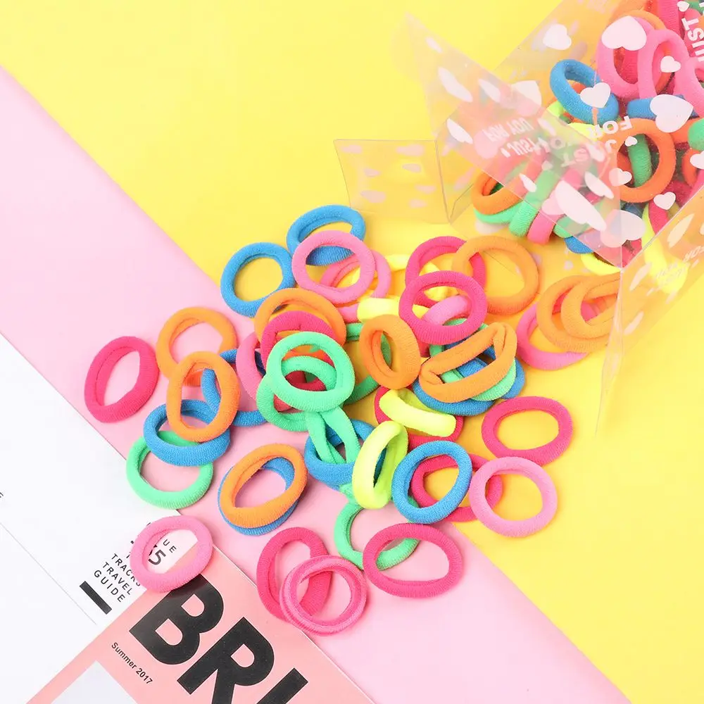 

100 pcs/box Nylon Kids Hair Accessories Children Soft Rubber Bands Elastic Hair Bands Scrunchie Ponytail Holder