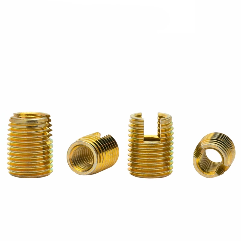 100pcs M4 Self Tapping Thread Inserts 302 Slotted Type Screw Bushing M4*0.7*8 (L) Steel Zinc Plated 3