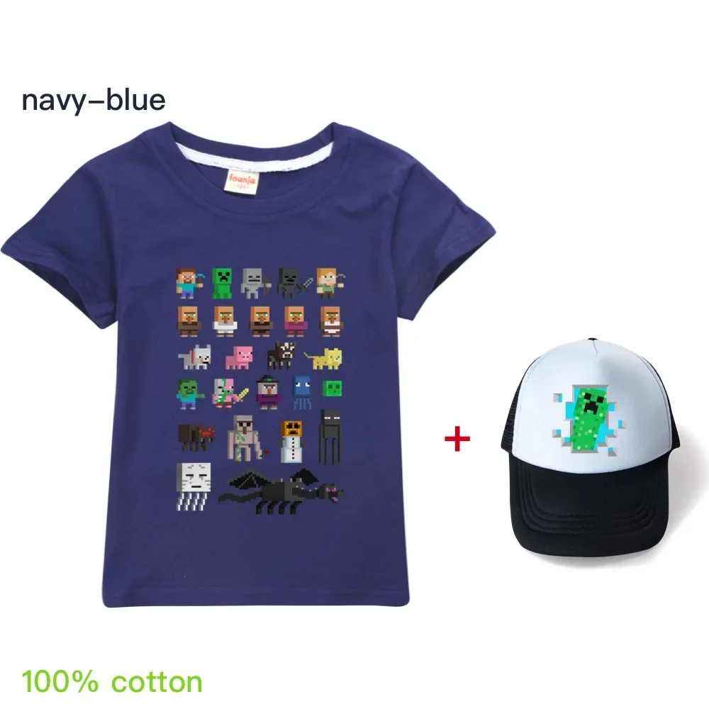 Camisetas de dibujos animados en 3D para niños y niñas, ropa de verano para bebés, Tops informales de algodón + sombrero para el sol, 2024