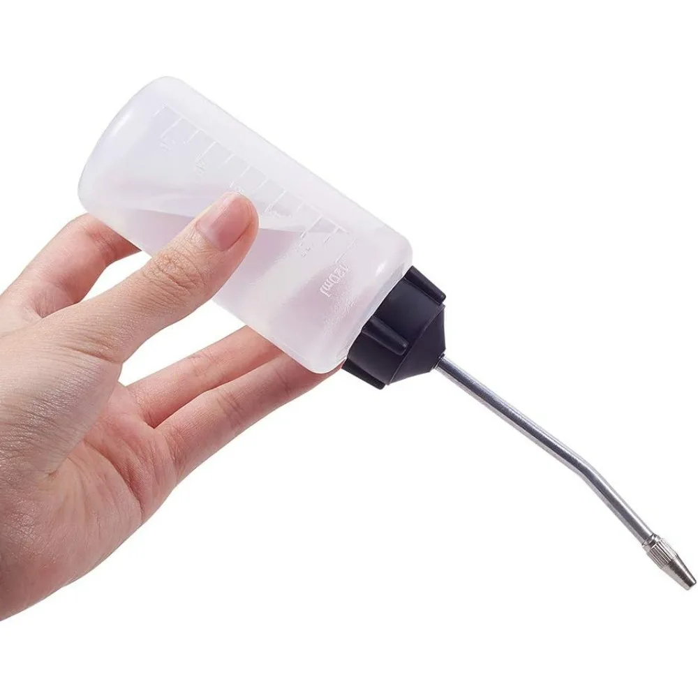 8 Packs 4oz Plastic Sewing Machine Oiler Oil Dispenser with Measurement and Long Angled Spout 2 Stainless Tips 1 Funnel 1