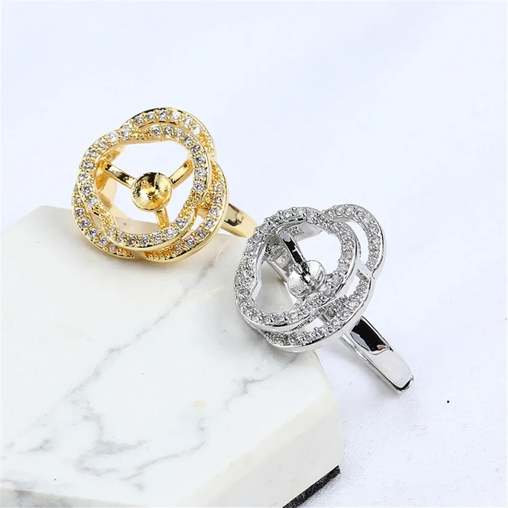 

19 Style Pearl Ring Empty Set Domestic 14K Gold Opening Ring Simple Fashion Ring Set Zircon Temperament Handmade DIY Accessories