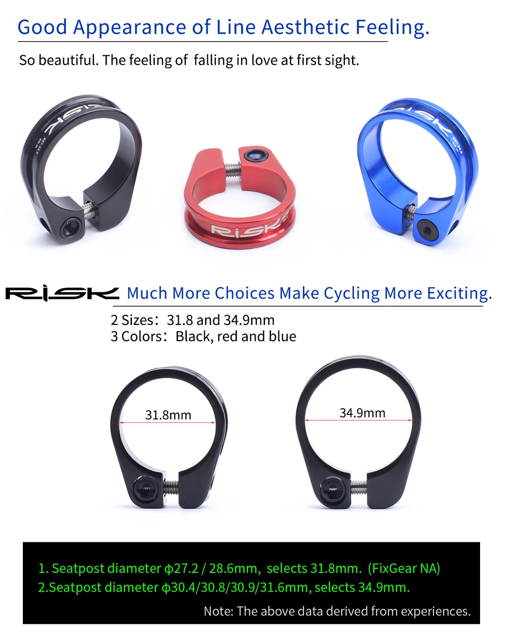 RISIKO 31,8mm 34,9mm Fahrrad Sattelstütze Klemme Aluminium MTB Mountain Road Fahrrad Sattelstütze Klemme Titan Bolzen mit Kabel Organizer – Detail 6