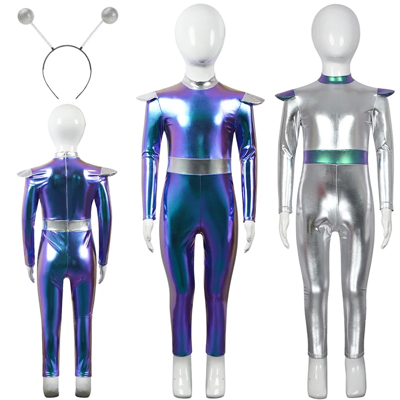 

Детский цельный косплей на Хэллоуин, костюм робота инопланетянина, карнавальная вечеринка для мальчиков и девочек, наряды для выступлений на сцене