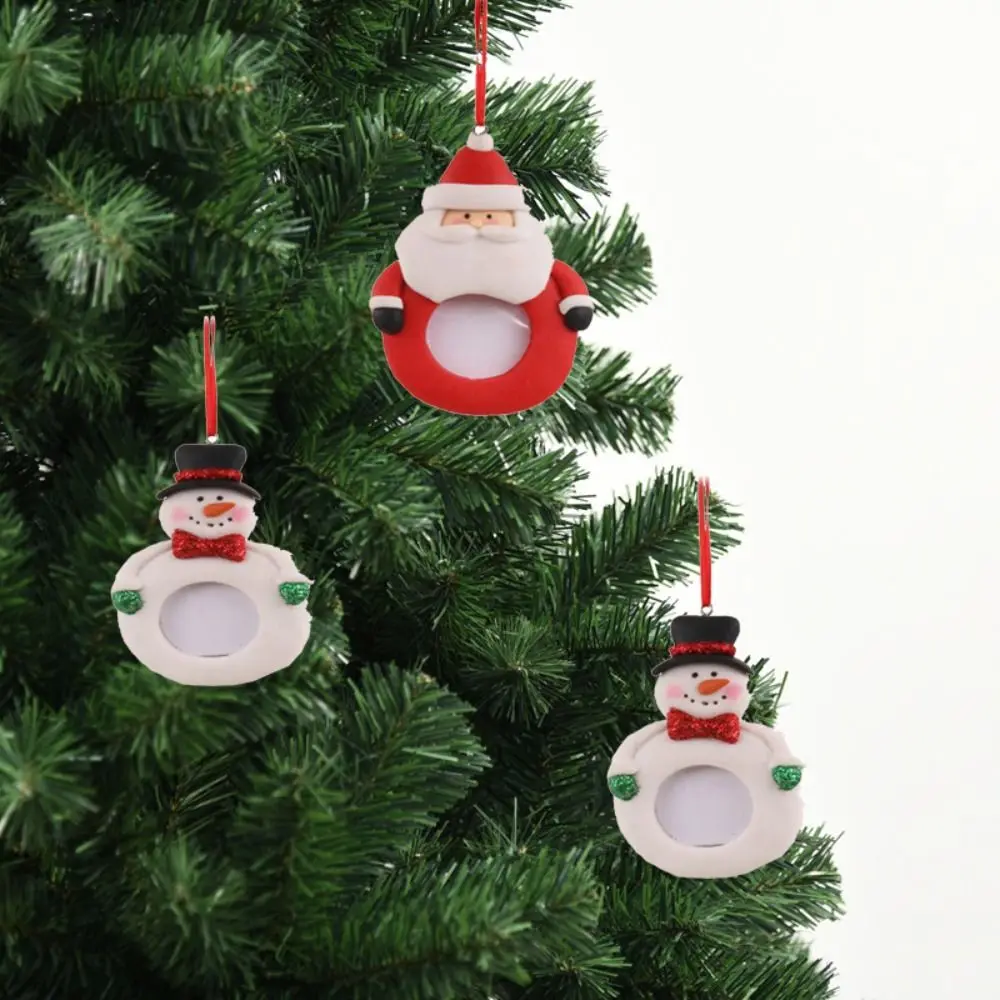 Cute PVC Christmas Photo Frame Santa Claus Snowman Christmas Tree Ornament Hanging Decorative Candy Bag Christmas Gift