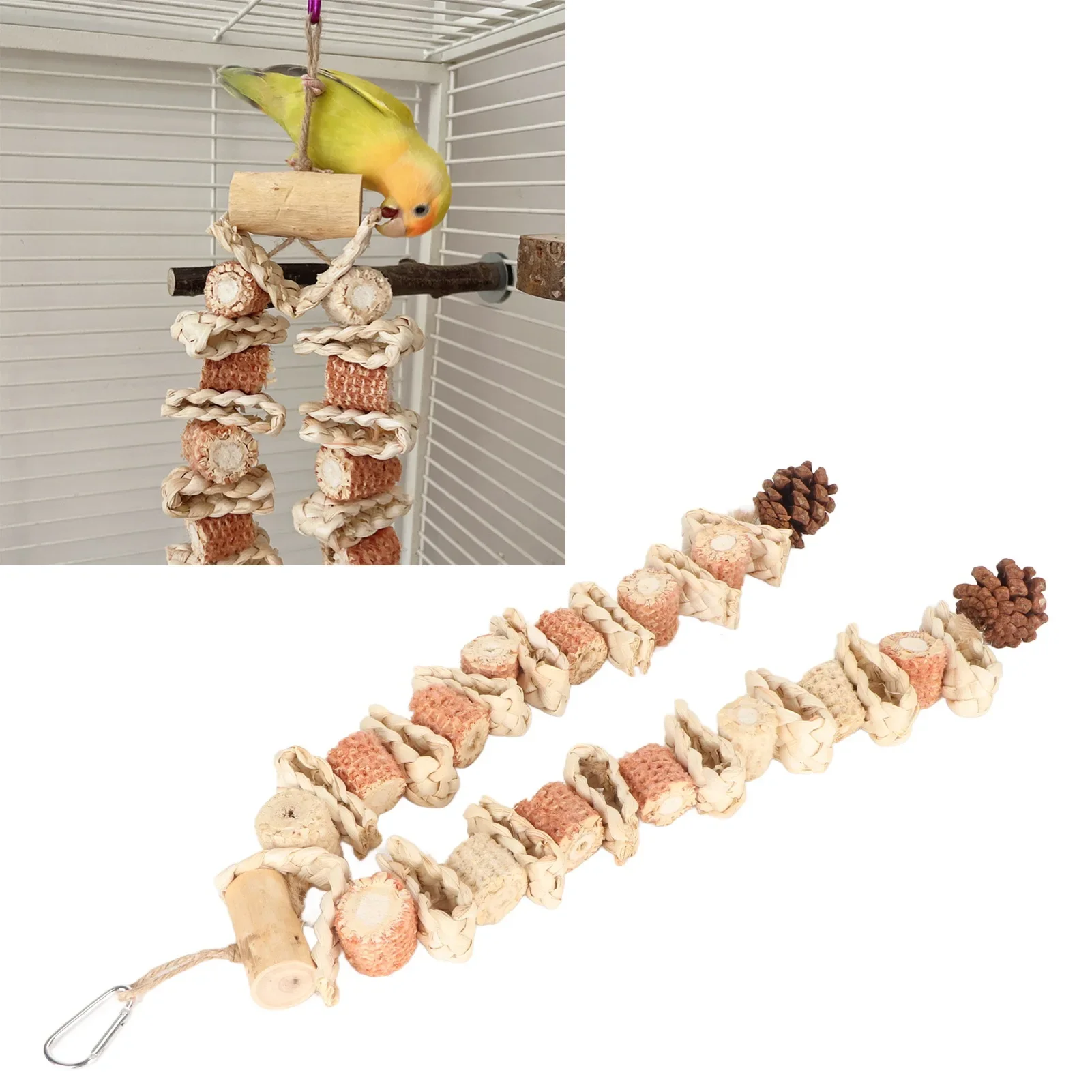 Bird Chewing Toy Beak Grinding Boredom Relief Corn Cob Pine Cone Bird Bite Toy For Medium Large Parrots