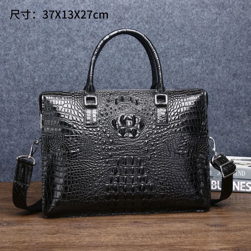 

New Crocodile Bone Pattern Password Lock Large Briefcase Business Computer Single Shoulder Cross Men's Messenger Men Leather Bag