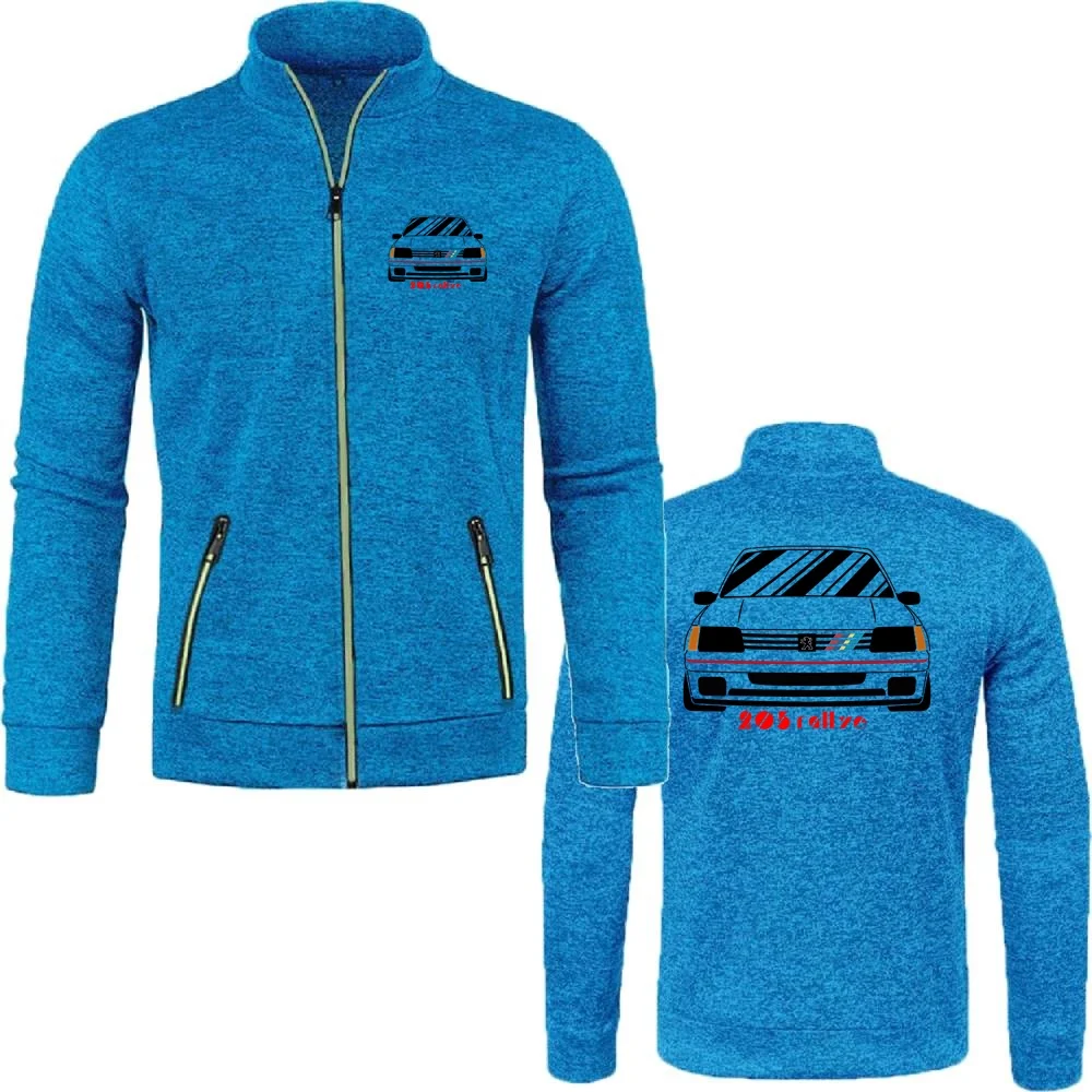 Men Sweatshirts Zipper Jackets Retro Wrc 205 Gti CAR Rallye Racing Fleece Tracksuit Jersey Cardigan Knitwear Swea