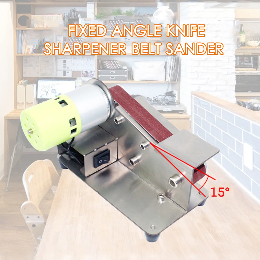 Grinder 15degree Fixed Angle Knife Sharpener Belt Sander 7 Level Adjustable Polisher Polishing Machine with 10pcs Sanding Belts