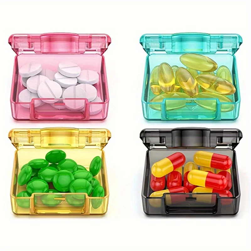 4pcs/set Mini Transparent Plastic Storage Box, Convenient To Carry Pill Storage Box, Compact and Convenient for Travel