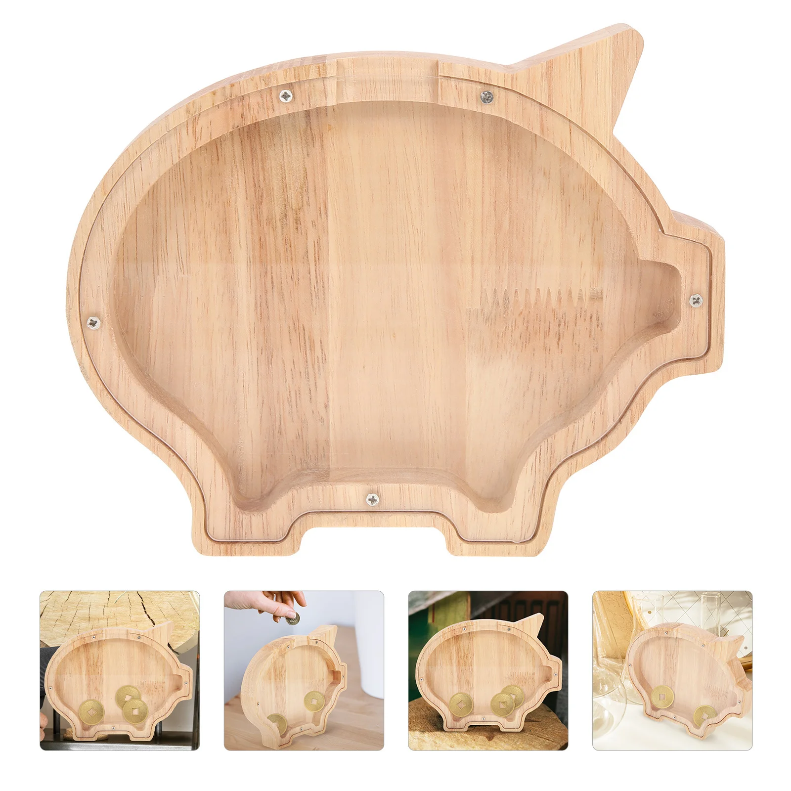 صندوق نقود خشبي على شكل حيوان مبتكر، تصميم ذو سعة كبيرة، هدية رائعة للأطفال، حصالة على شكل حيوان للبالغين