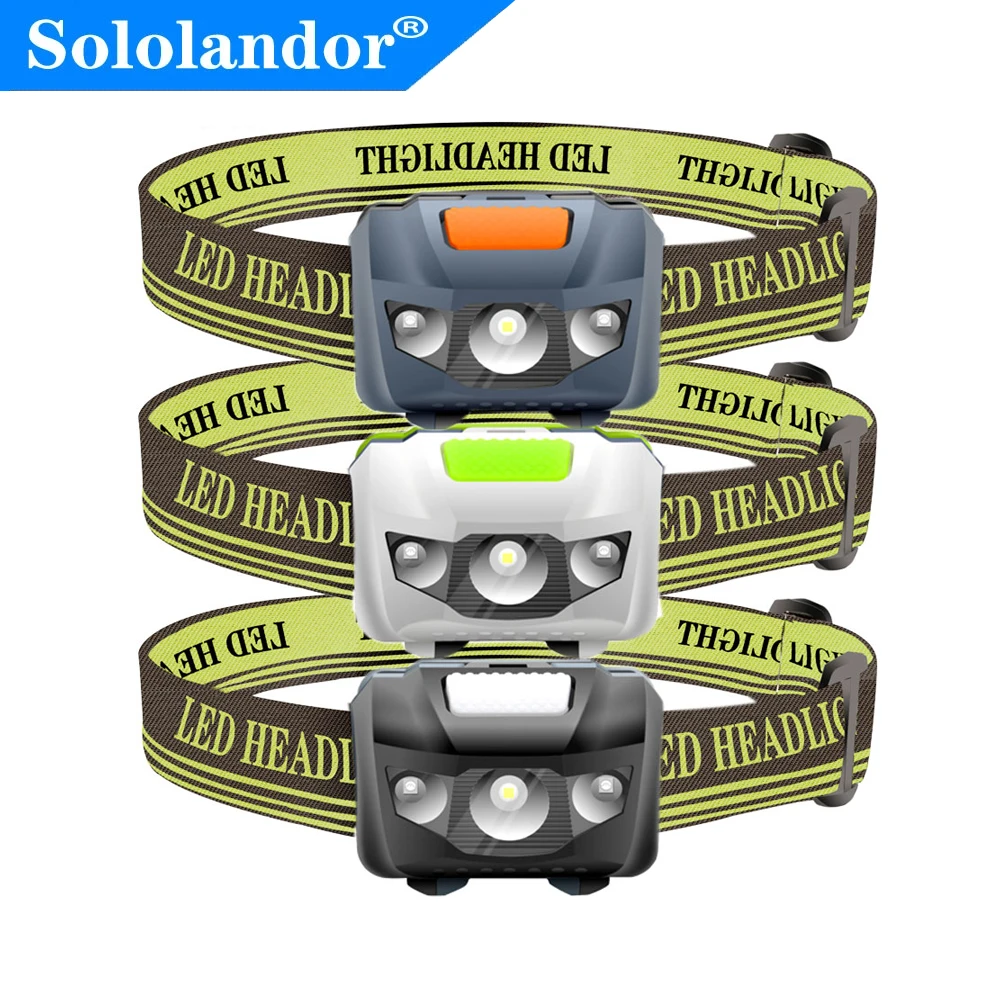 SOLOLANDOR Mini Head Lamp 4 Mode Waterproof LED Flashlight Super Bright Headlight Headlamp Torch Lanterna Use AAA Battery