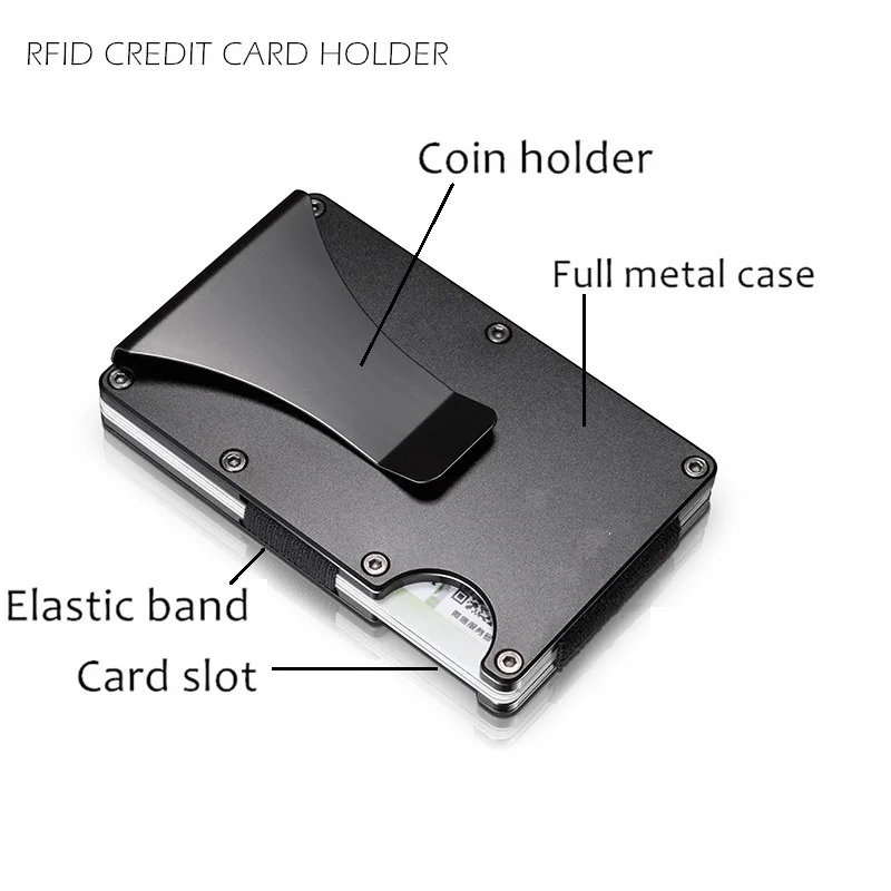 New Portable Anti theft Brush Anti demagnetization Metal Card Bag Small and Simple Shielded RFID Key Credit Card Storage Box