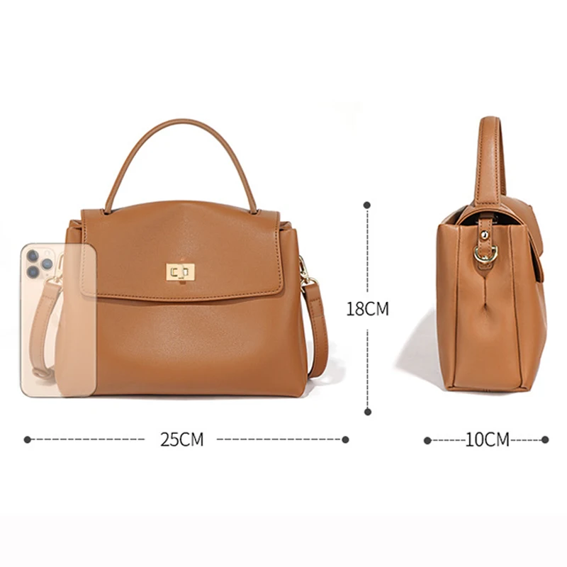 Genuine Leather Women Bag Fashion Shoulder Bag for Women Designer Top Handle Female Square Bag