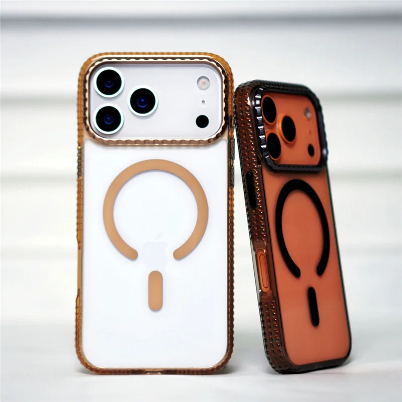 Convex Point Anti-slip Bumper Transparent Magsafe Case For iPhone 17Air 17 17Pro Max Touch Camera Button Wireless Charge Cover - Image 2