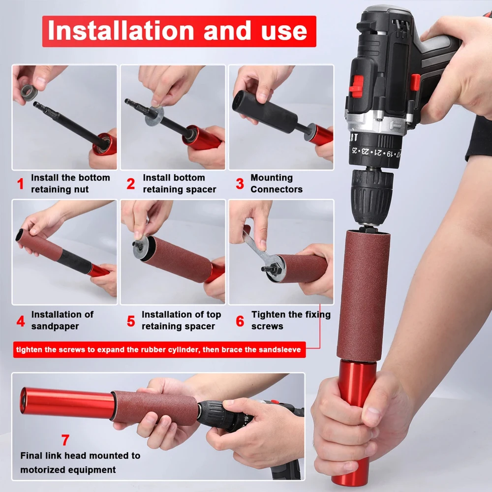 Sanding Rod Sanding Wood Metal Plastic Glass Stone Mini Belt Sander Electric Drill Attachment Lithium Electric Drill Conversion