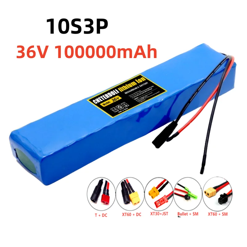 حزمة بطارية ليثيوم قابلة لإعادة الشحن 10S3P ، 36v ، 100Ah ، دراجة معدلة ، سكوتر ، مركبة كهربائية مع BMS ، جديدة