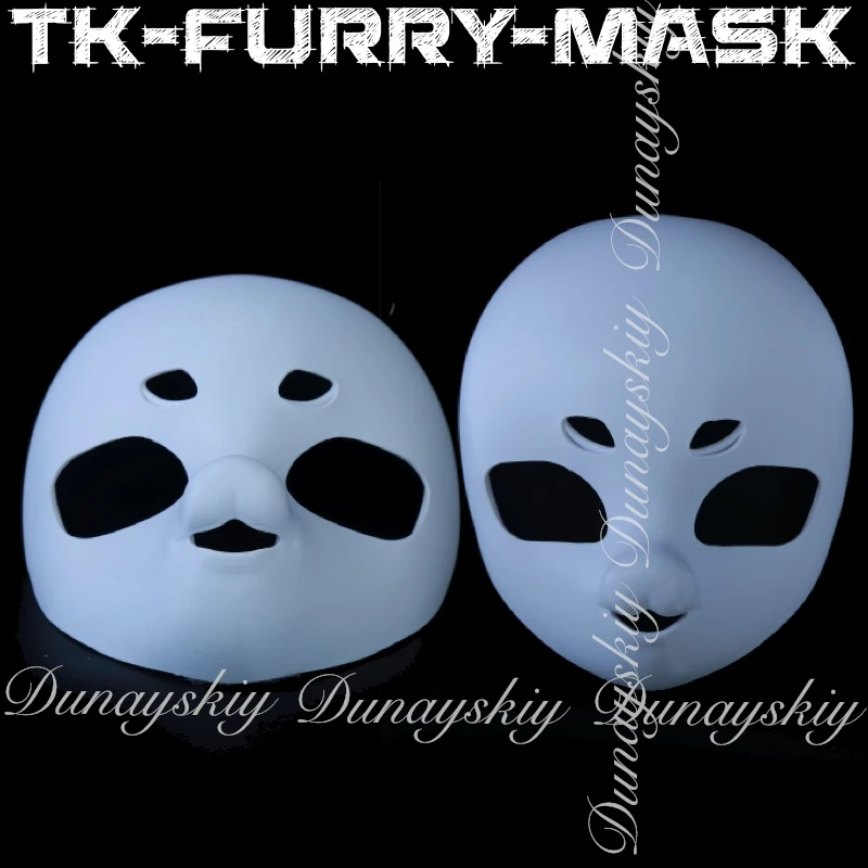 

White 3D Printed Halloween Anime TK-Furry-Mask Cosplay with Fury Beast Skull Design Single Costume for Adults