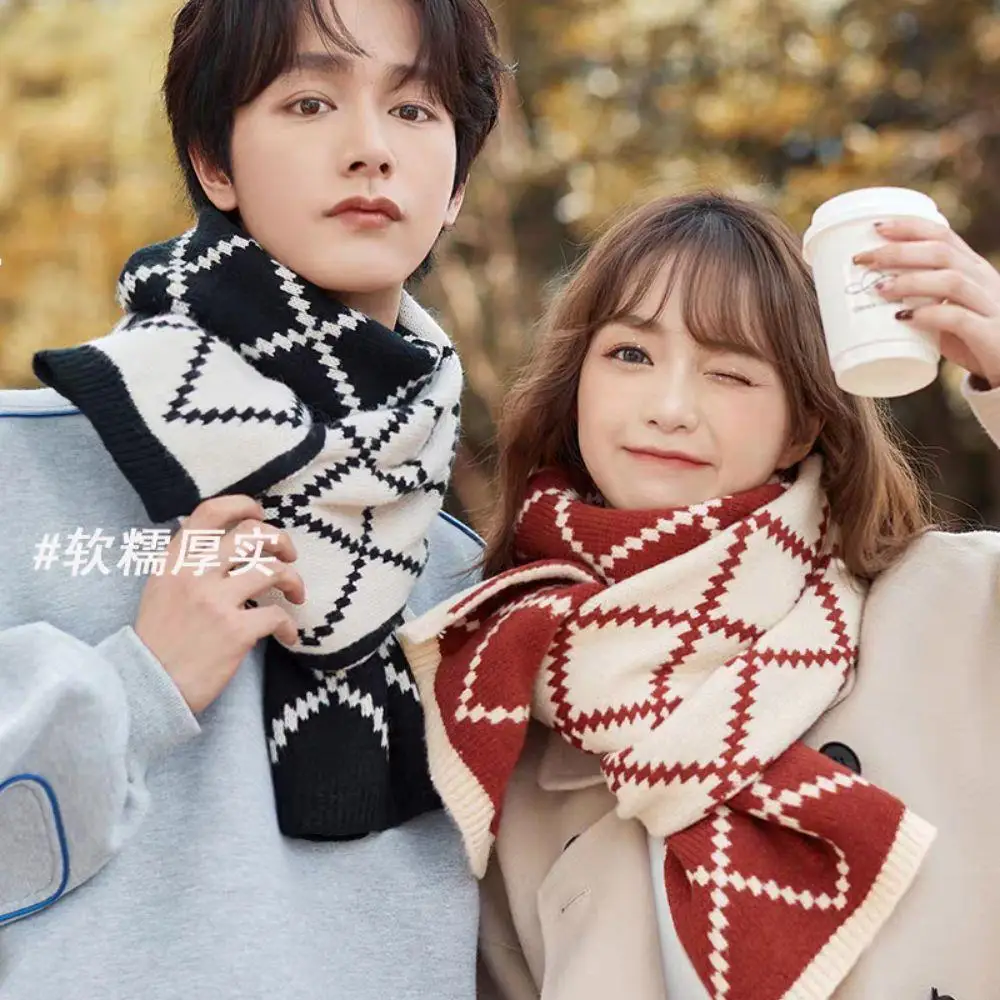 150 سنتيمتر الفاخرة المعين شبكة متماسكة الصوف الرقبة أدفأ النساء محبوك منقوشة وشاح جميل فتاة الشتاء الأوشحة الدافئة الترفيه شال يلتف