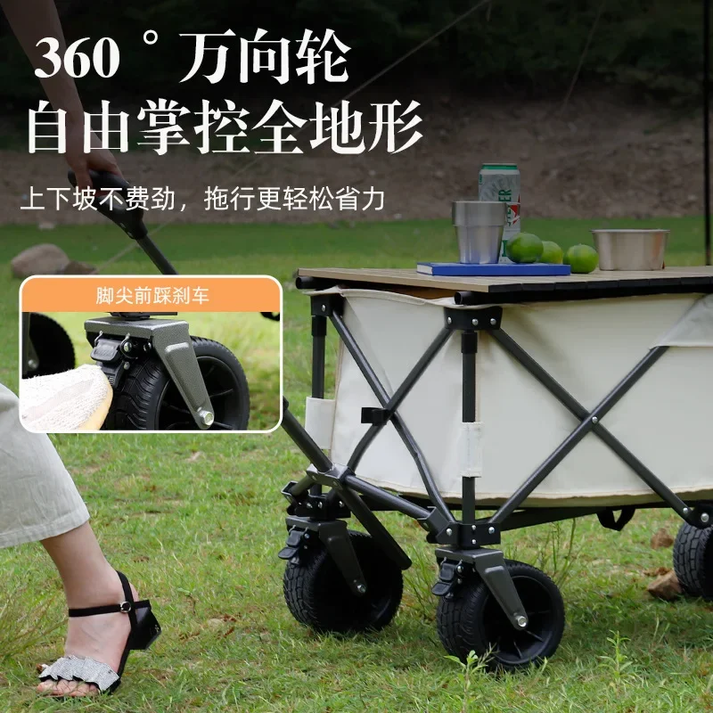 Camping Cart Outdoor Camping Picnic Camping Cart Folding Fishing Stall Shopping Trolley Small Trailer