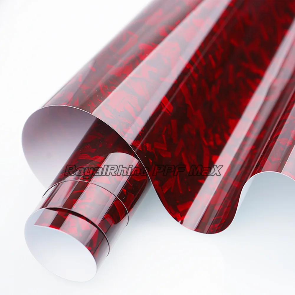 

High Quality Ultra Glossy Red Forged Carbon Fiber Vinyl Wrap Film Adhesive Motorcycle Scooter Car Decal Wrapping