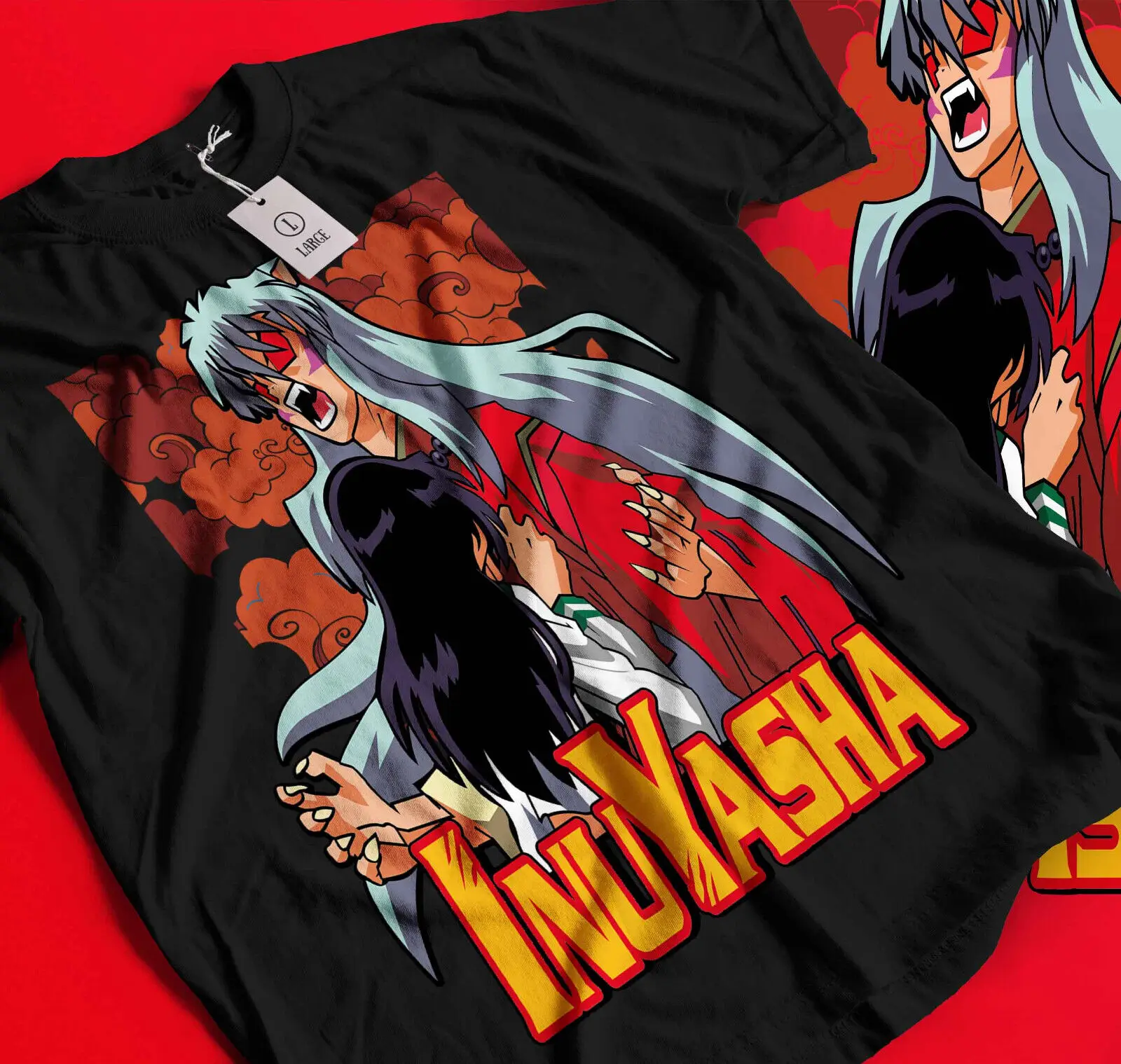 Inuyasha Sesshomaru T-shirt Red Moon Inu Yasha Kawaii Anime Tee Shirt Horor 300