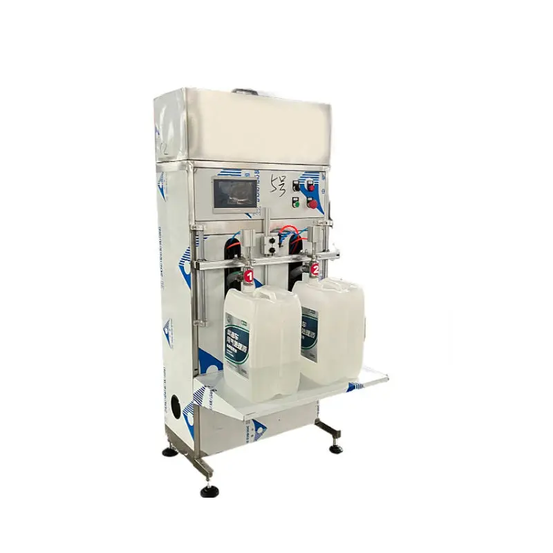 Big Volume 5 Litre Lotion Beverage Mineral Liquid Water Milk Barrel Filling Machine Double Head Vertical Piston Filling Machine