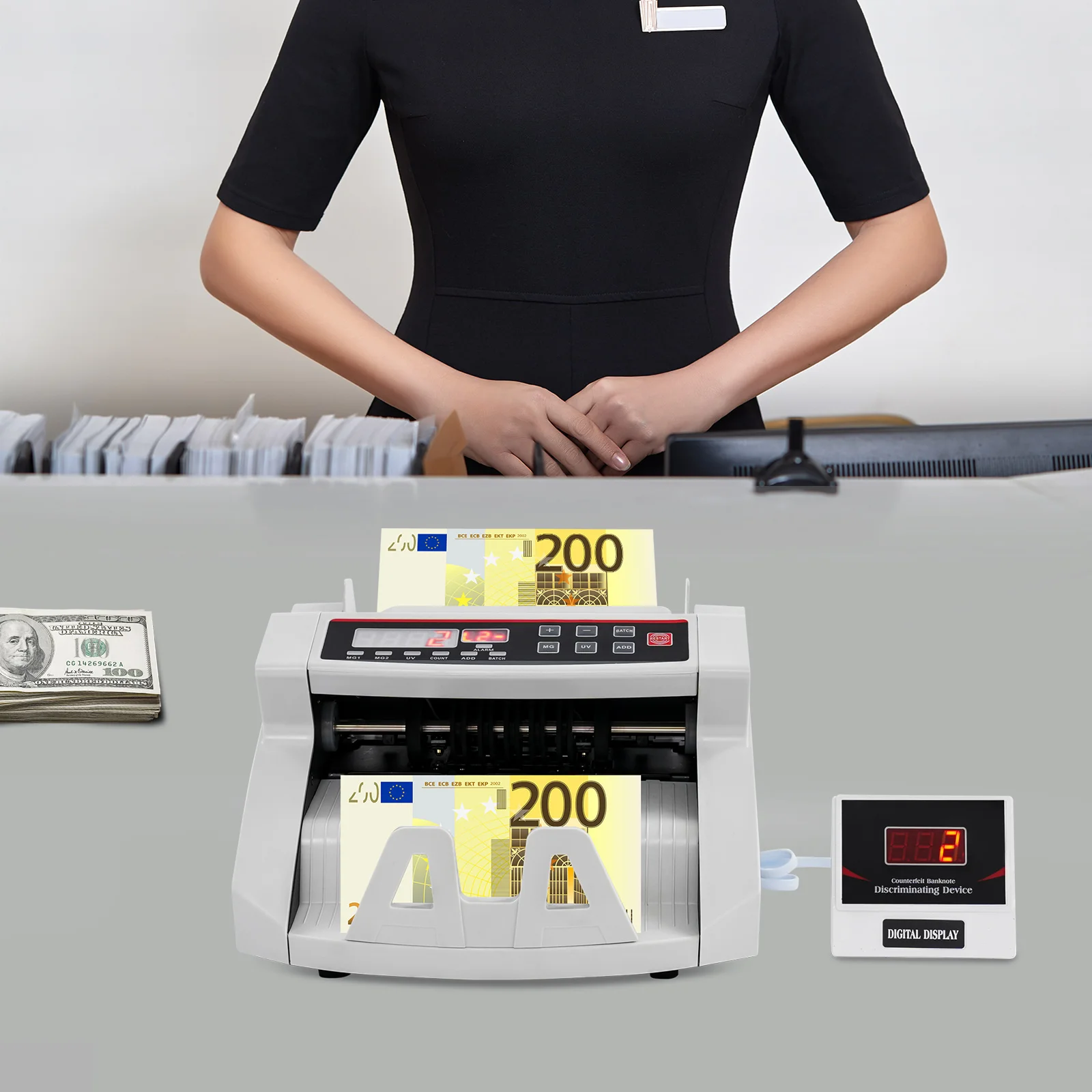 آلة عد العملات متعددة الجنسيات، آلة عد الأموال المحمولة، شاشة LED عالية السرعة 900 قطعة/الدقيقة #1