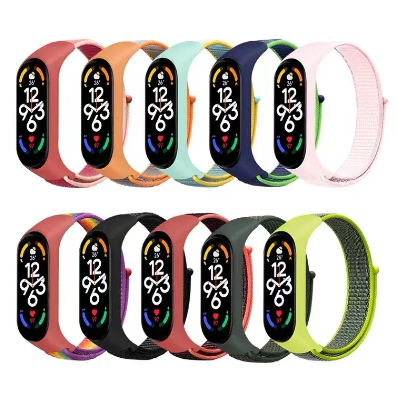 Nylon Loop Strap For Xiaomi Mi Band 7 6 5 4 3 Bracelet Watchband Correa Miband Bracelet Wristband Sports Mi band 7 6 5 4 3 Belt