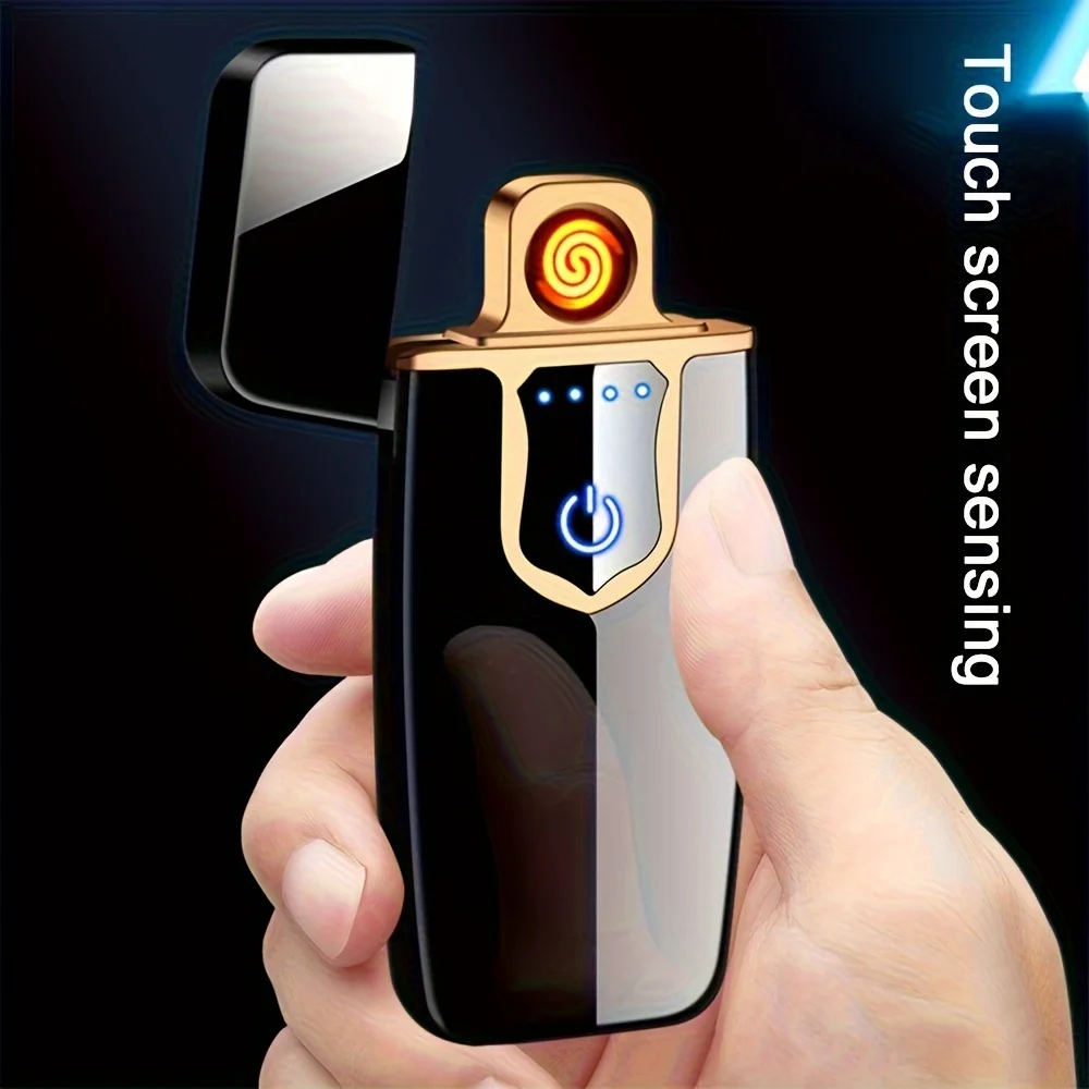 A Fashionable and Personalized Color Touch Curved USB Rechargeable Portable Lighter, Suitable for Outdoor and Indoor Use.