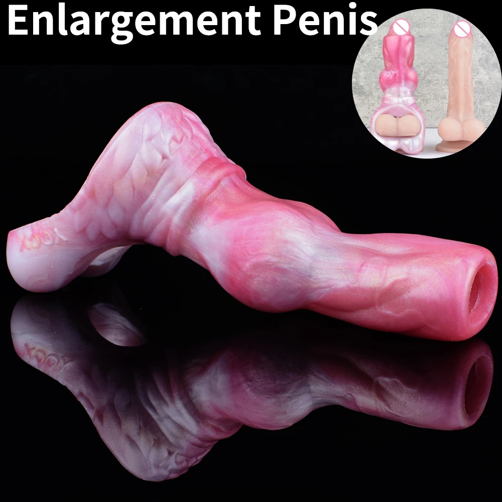 LICKER Soft Silicone Animal Wolf Penis Sleeve Extender For Men Enlargement Cock Wearable Masturbator Delay Ejaculation Sex Toys