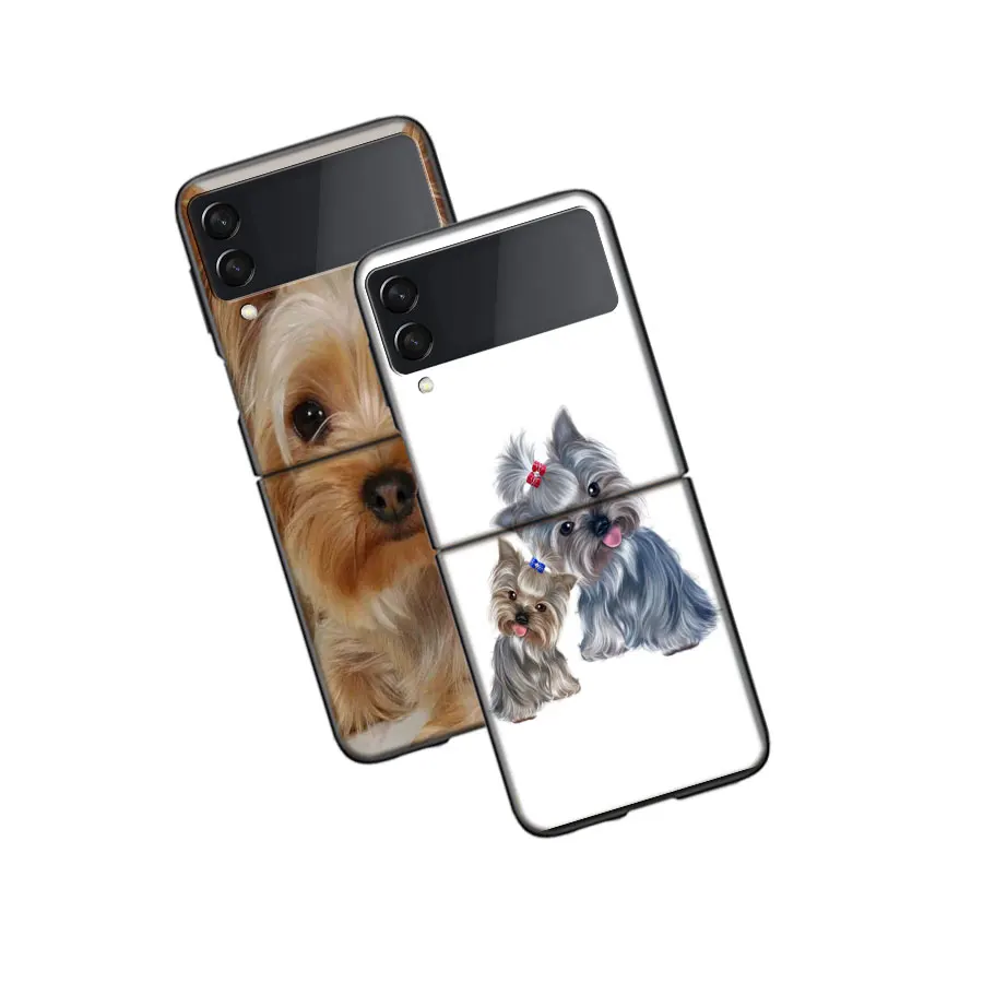 Yorkshire Terrier Yorkie Dog Pet Animal Case Case for Samsung Z Flip 6 5 4 3 5G Black Hard Cell Phone Galaxy Cover Z Flip 5 4