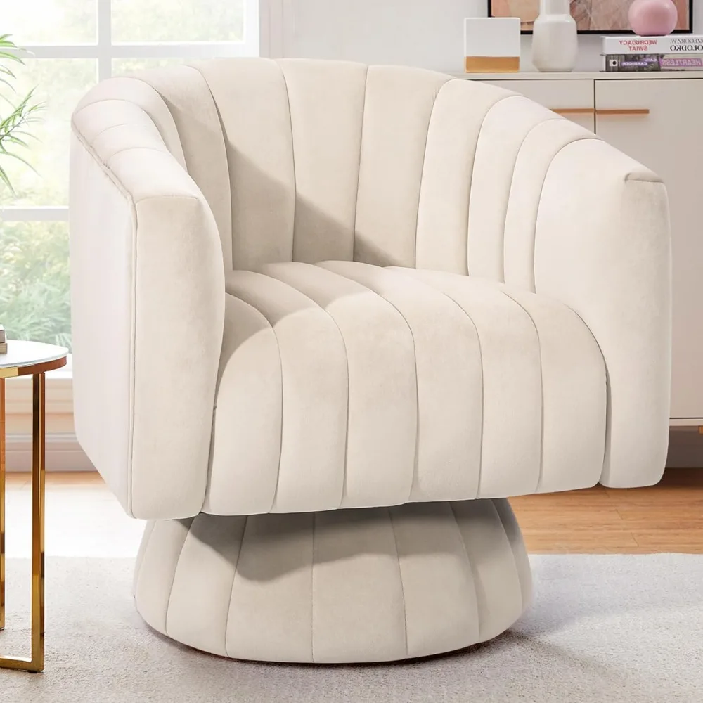 

Living Room Chair, Swivel Accent Chair with Armrest, Mid Century 360 Degree Swivel Barrel Chair Overstuffed Tufted Velvet