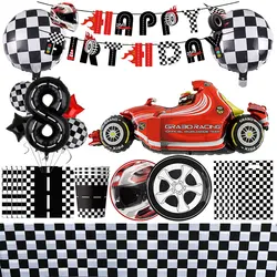 Racing Car Birthday Decoration Party Balloons Tableware Race Car Wheel Theme Balloon Cups Plates Napkins Kit Cake Deco Supplies