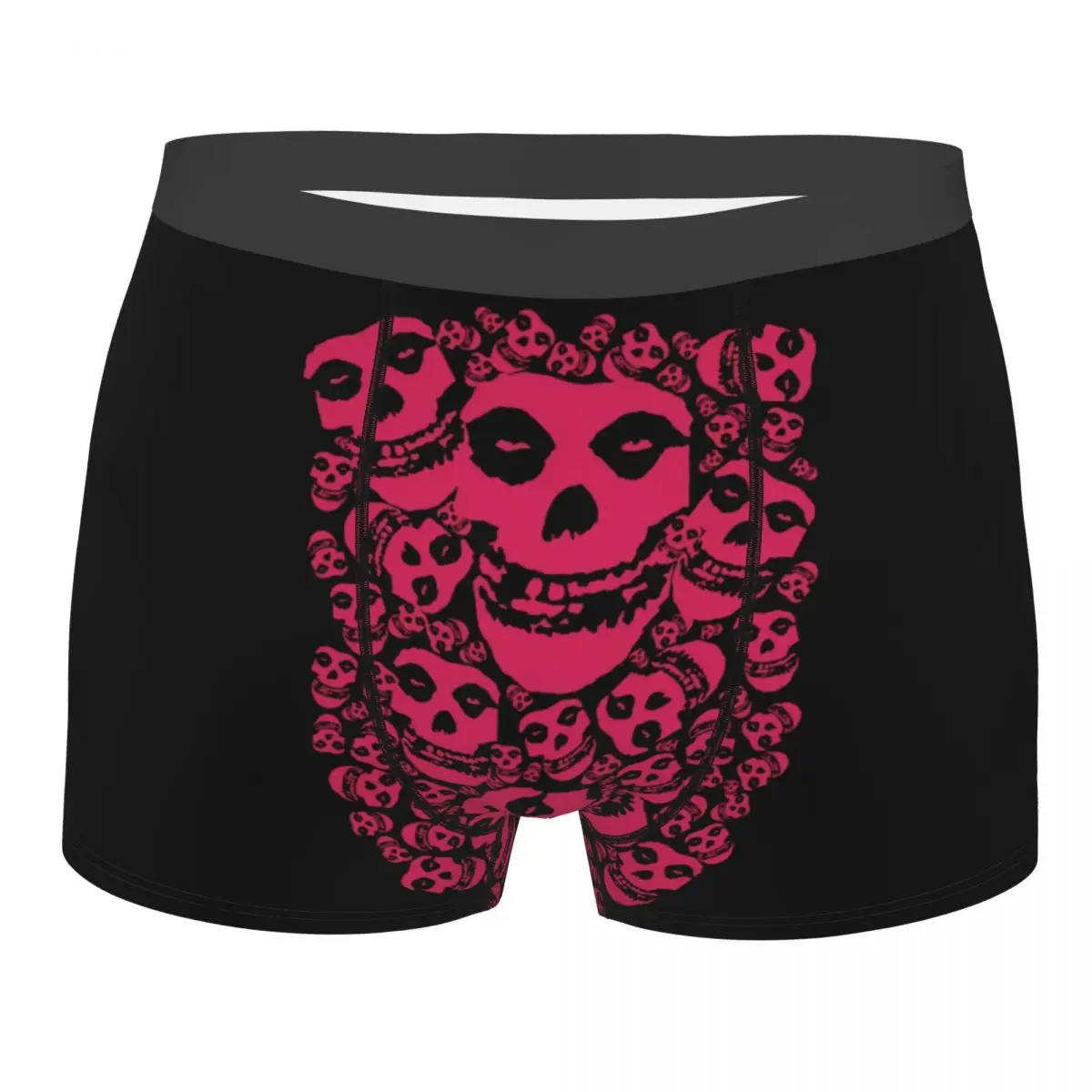 Custom Male Funny Rock Punk Band Misfits Skull Face Pattern Underwear Heavy Metal Boxer Briefs Stretch Shorts Panties Underpants