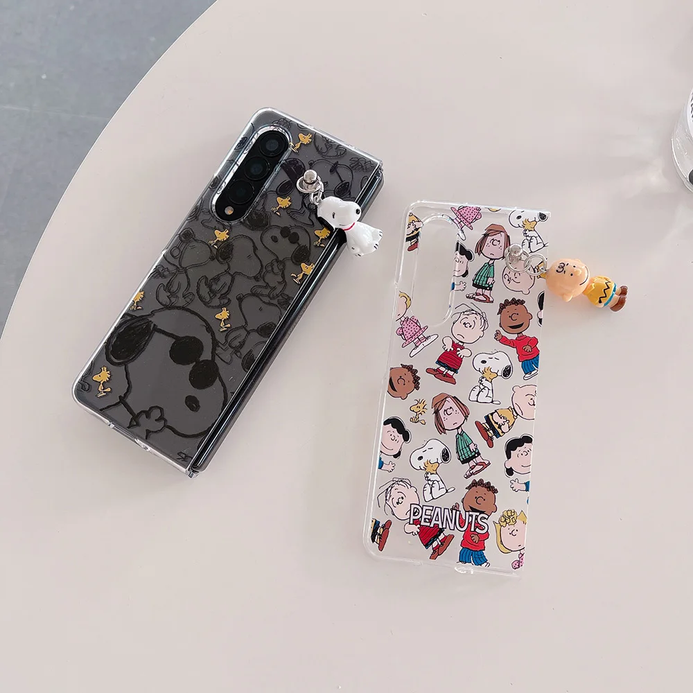 Anime funny interesting full Screen Snoopy Sunglasses Charlie Brown  Phone Case For Samsung ZFold 3 4 5 6 7 8 Cute Snoopy Cover