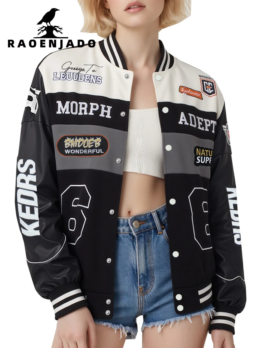 

Women's Spring & Autumn Faux Leather Baseball Jacket Warmth Outerwear Loose Casual Street Wear Style Windproof Motorcycle Coat