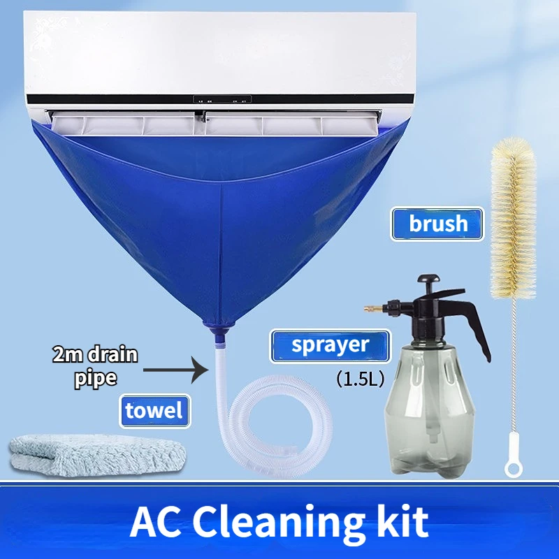 Ac Cleaning Kit Air Conditioner Cleaning Bag with Drain Pipe Ac Cleaning Cover Waterproof  Air Conditioning Cleaner Aircon Tools