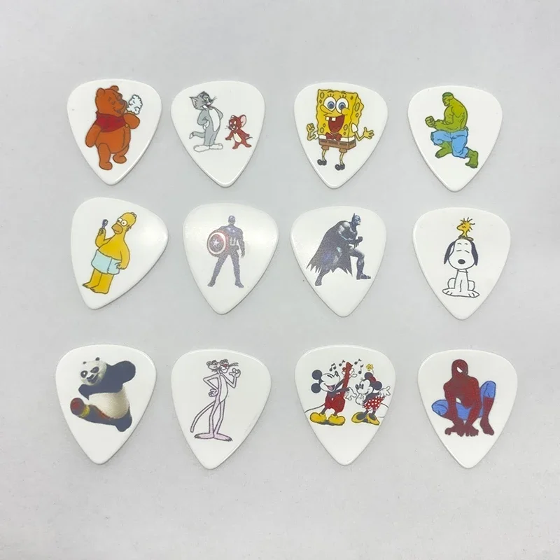 50pcs Multi Pattern 0.71mm Medium Cartoon Guitar Picks Celluloid  Mediators Plectrum Guitar Accessories for Acoustic