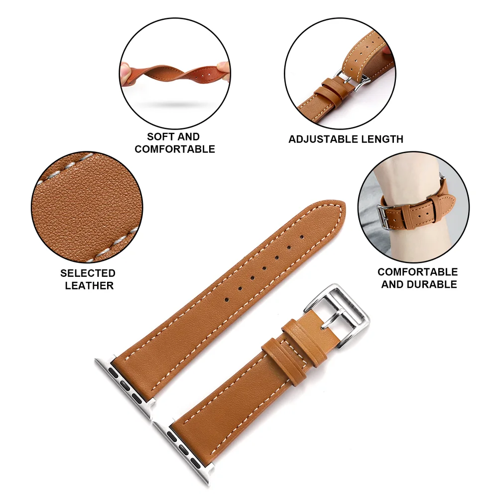 Leather Strap For Apple Watch Band 45mm 41mm 44mm 40mm 38mm 42mm 44 Mm Bracelet Belt Correa Pulseira iWatch Series 6 Se 5 4 3 7