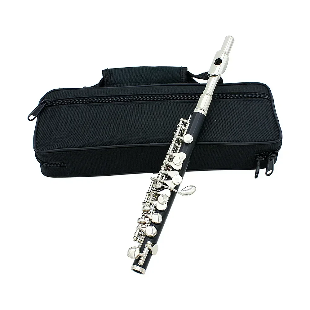 Black Silver Piccolo Professional C Key Piccolo with Padded Case Cleaning Cloth Stick Screwdriver Accessories