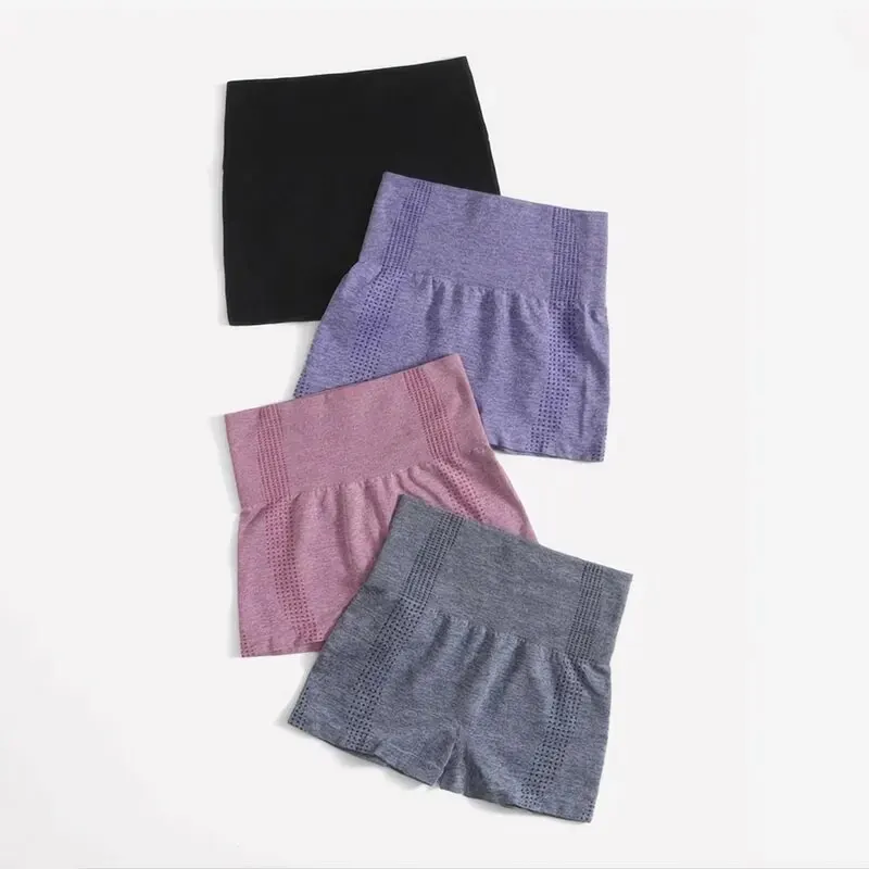 Women's 4-piece High Waist Breathable Hip Lift Abdominal Yoga Exercise Shorts