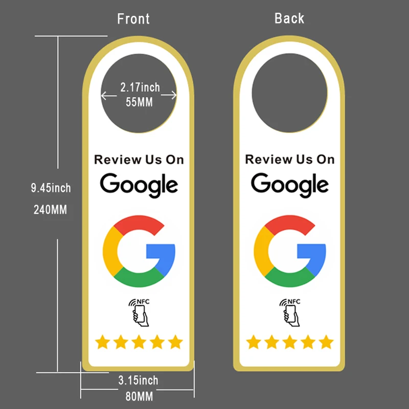 Acrylic Door Hanger Sign for Google Review NFC Pop up Link, 9.45