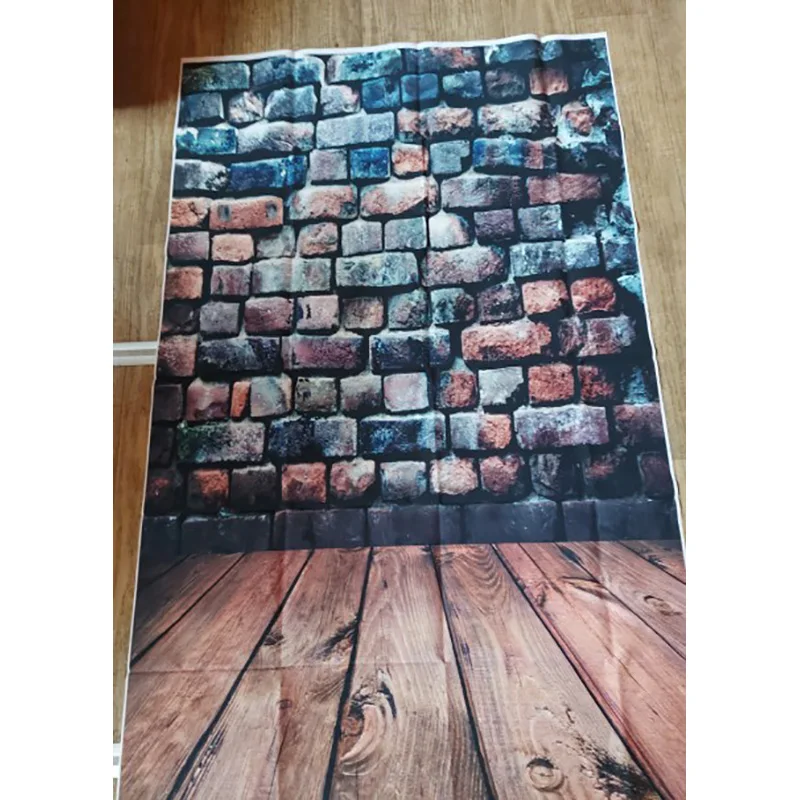 SHENGYONGBAO Art Fabric Vintage Brick Wall Wooden Floor Photography Backdrops  Graffiti Photo Background Studio Prop DCR-12