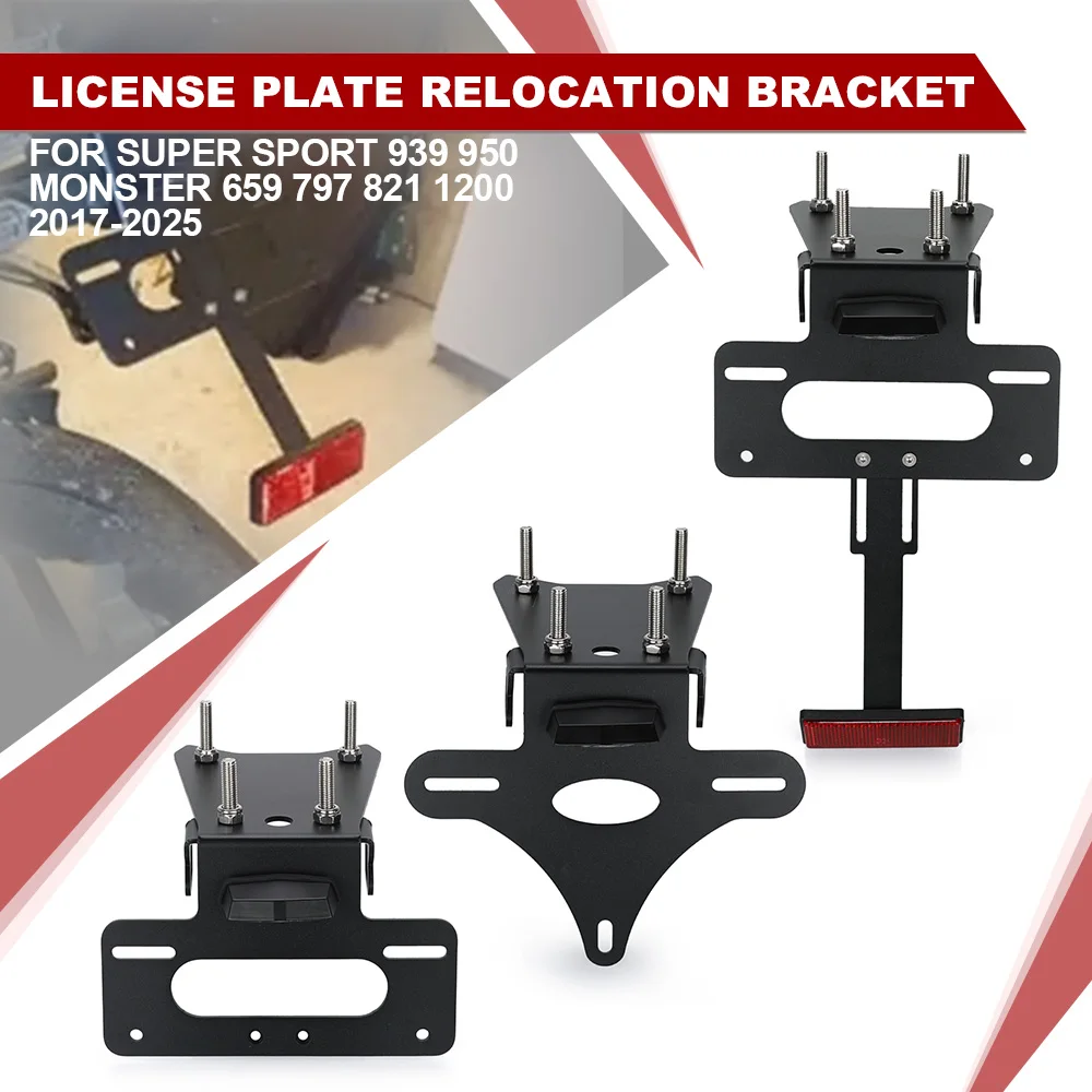 

Motorcycle For DUCATI Super Sport 939 950 Monster 659 797 821 1200 2017-2025 License Plate Holder Fender Eliminator With LED